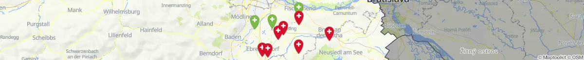 Kartenansicht für Apotheken-Notdienste in der Nähe von Mannersdorf am Leithagebirge (Bruck an der Leitha, Niederösterreich)
